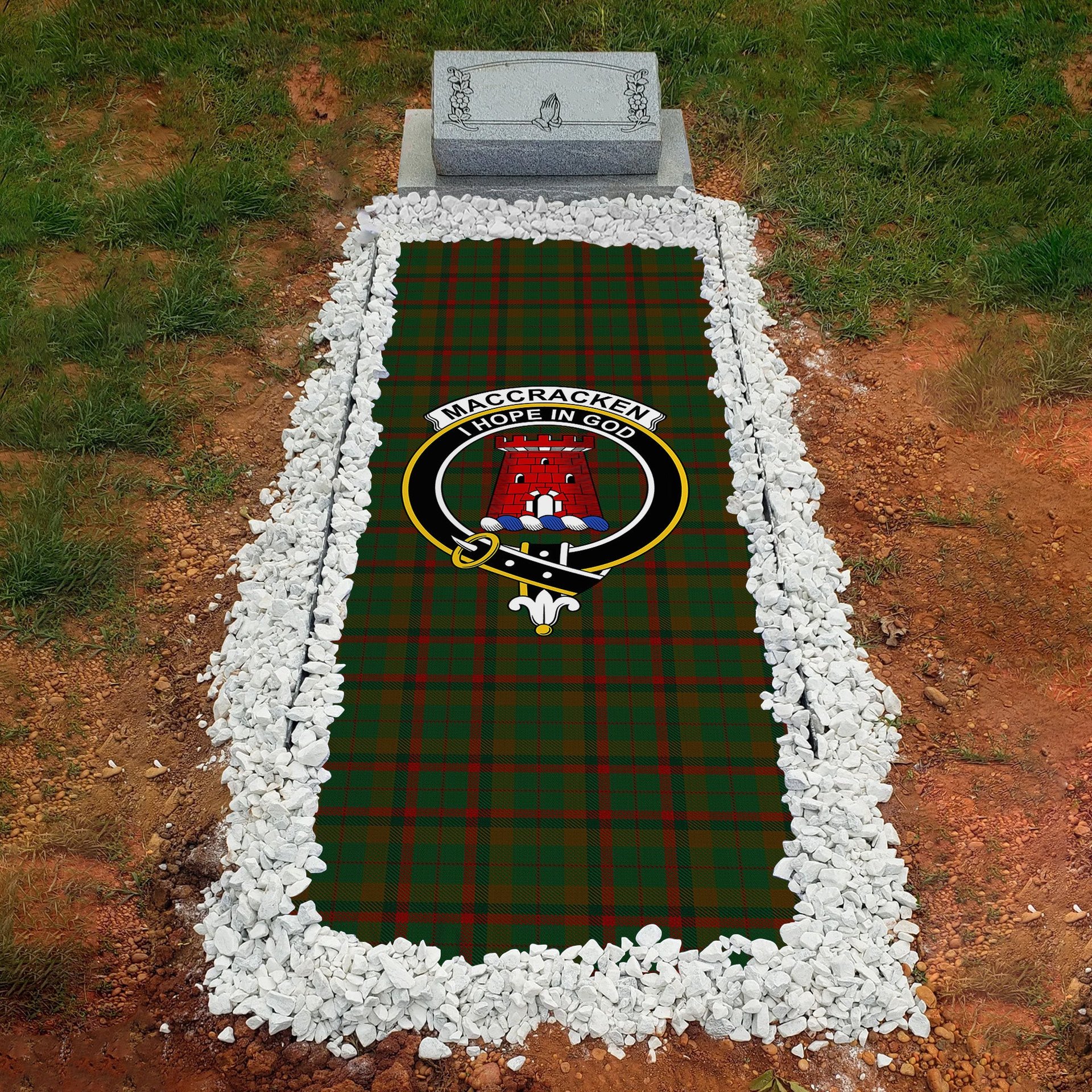 ScotsTee Shop Scottish MacCracken Hunting Clan Crest Tartan Grave Blanket For Cemetery Waterproof Custom Memorial