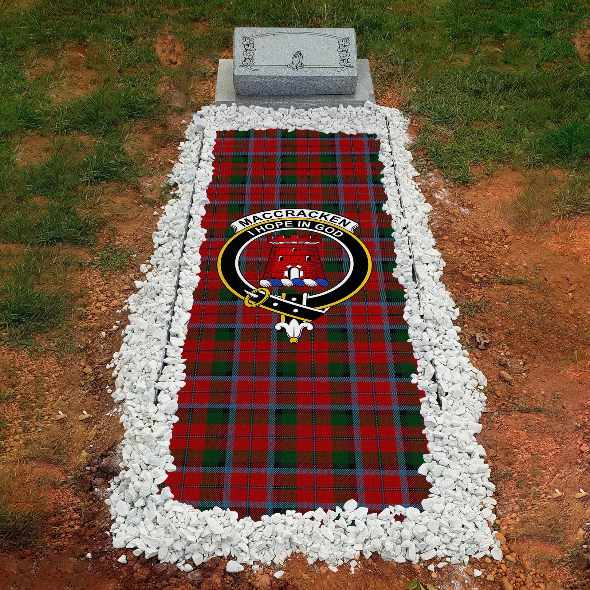 ScotsTee Shop Scottish MacCracken Clan Crest Tartan Grave Blanket For Cemetery Waterproof Custom Memorial
