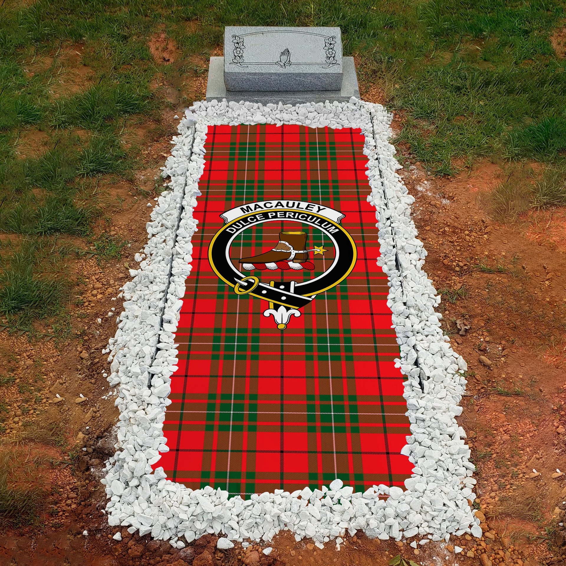 ScotsTee Shop Scottish MacAuley Modern Clan Crest Tartan Grave Blanket For Cemetery Waterproof Custom Memorial