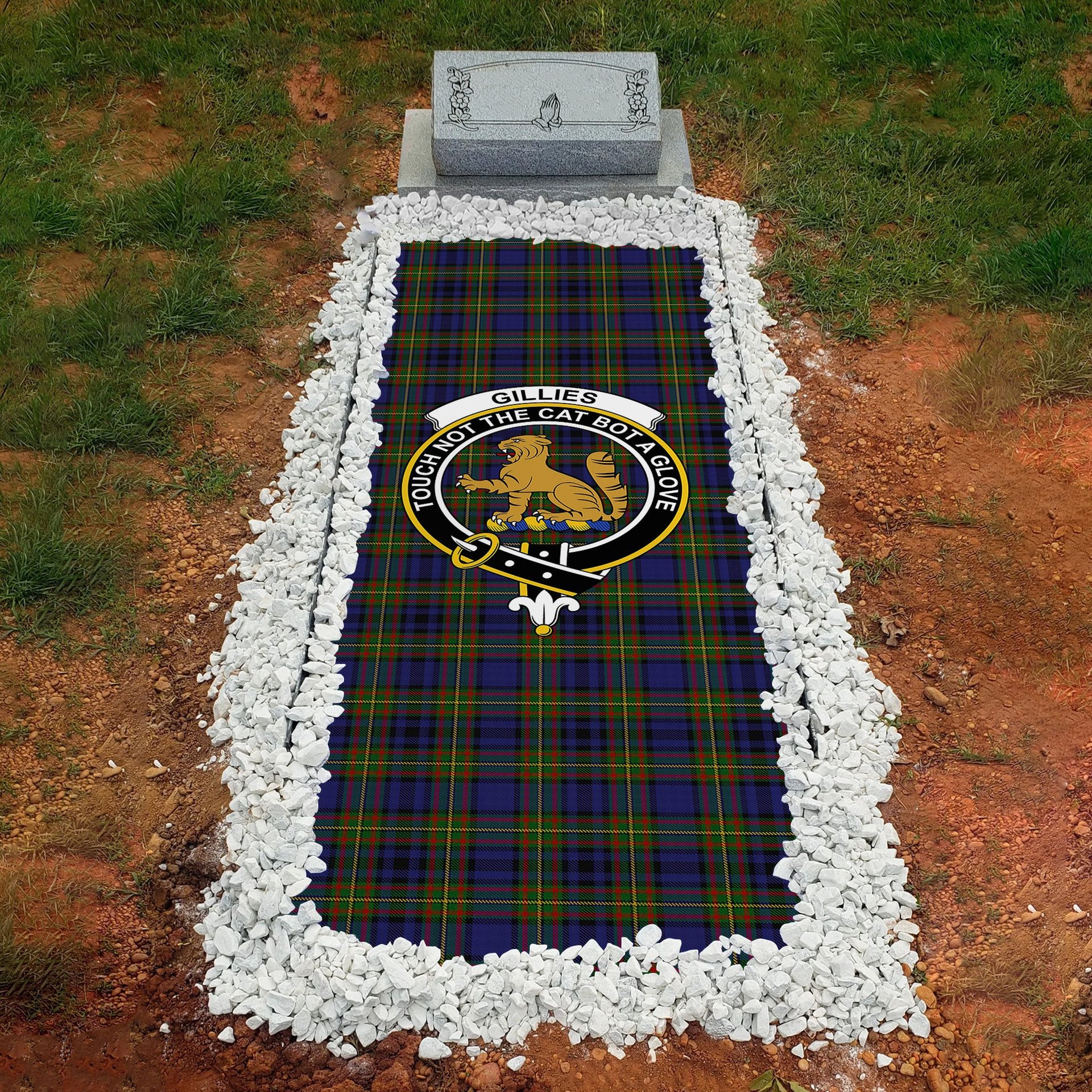 ScotsTee Shop Scottish Gillies 1 Clan Crest Tartan Grave Blanket For Cemetery Waterproof Custom Memorial