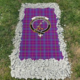 ScotsTee Shop Scottish Jackson Clan Crest Tartan Grave Blanket For Cemetery Waterproof Custom Memorial
