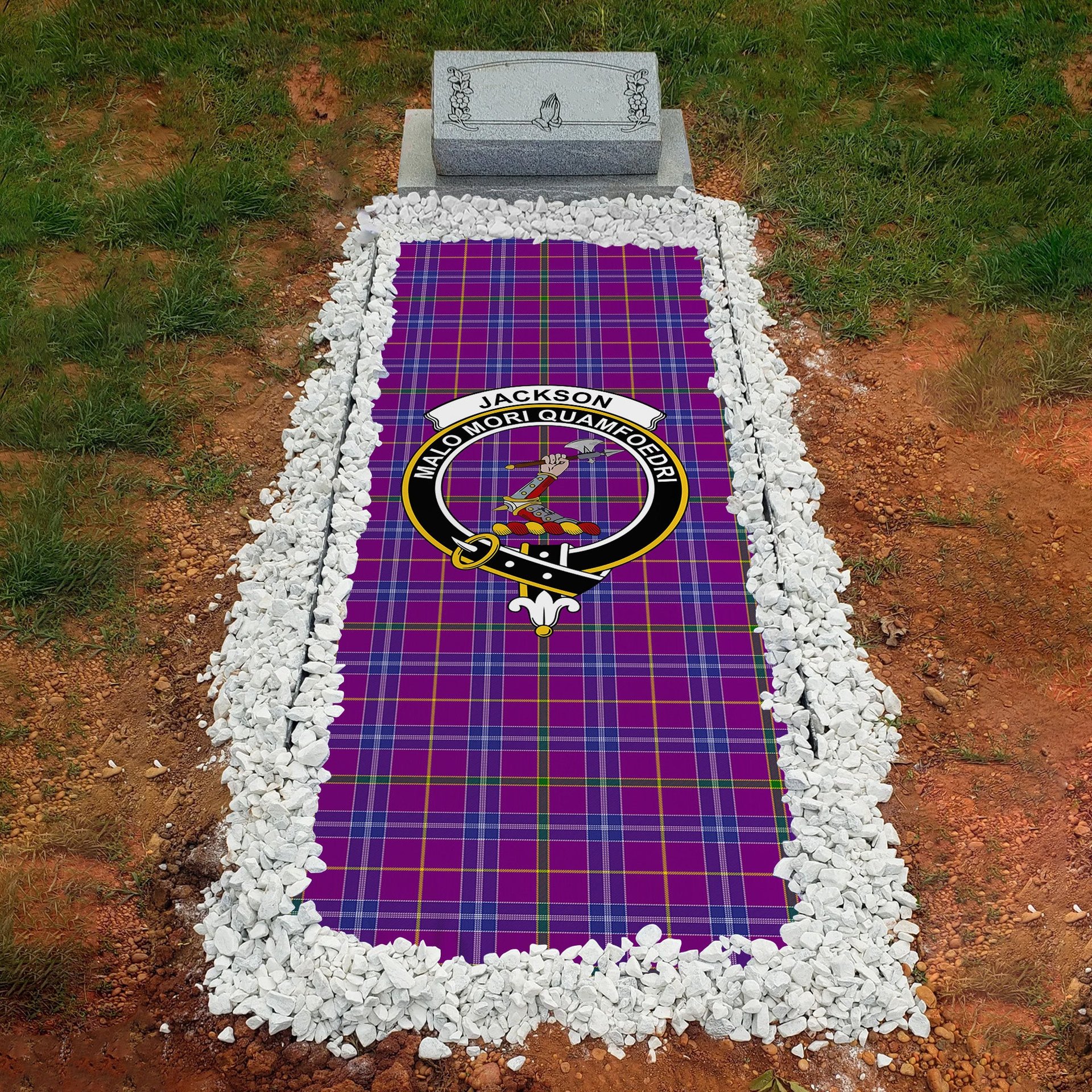 ScotsTee Shop Scottish Jackson Clan Crest Tartan Grave Blanket For Cemetery Waterproof Custom Memorial