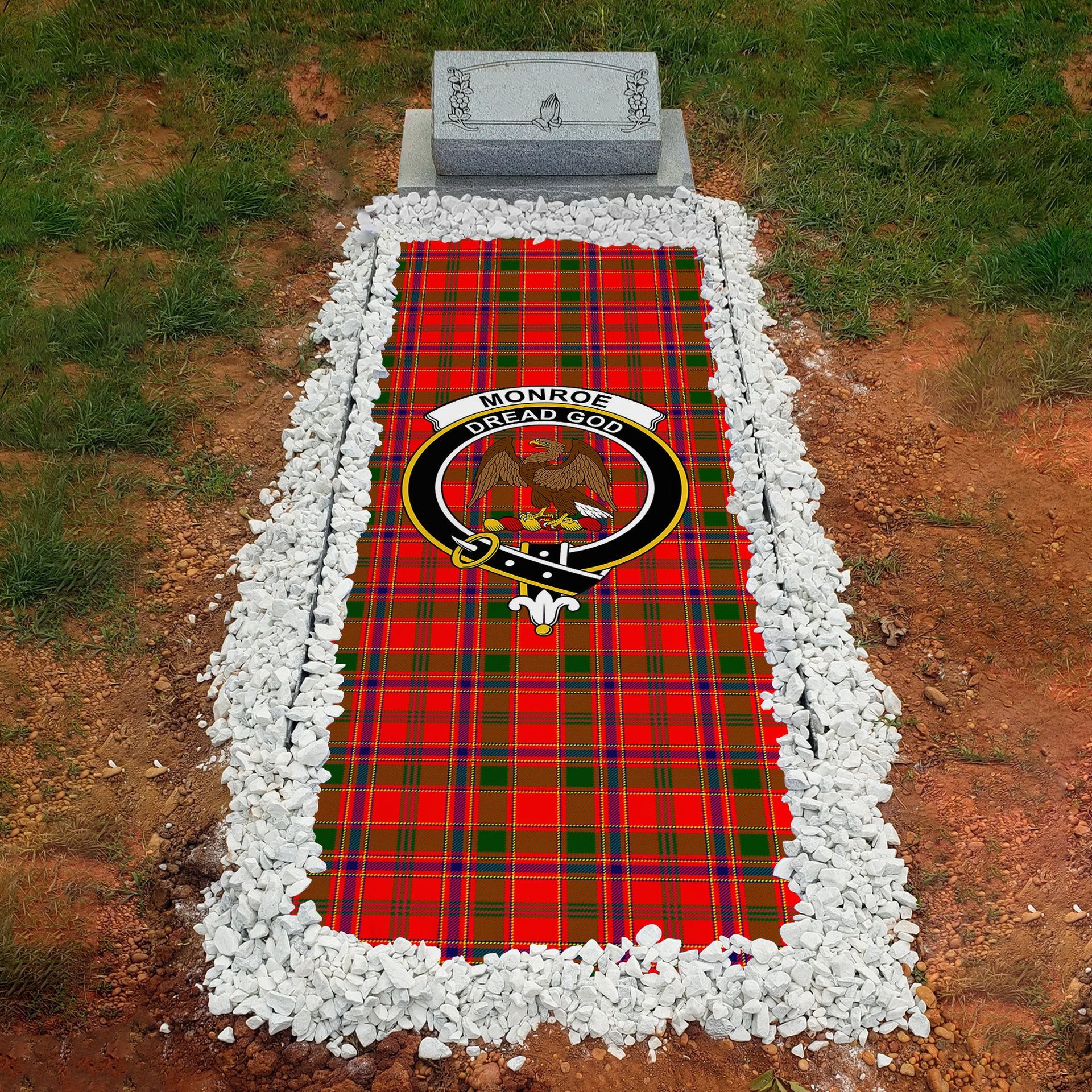 ScotsTee Shop Scottish Monroe Modern Clan Crest Tartan Grave Blanket For Cemetery Waterproof Custom Memorial