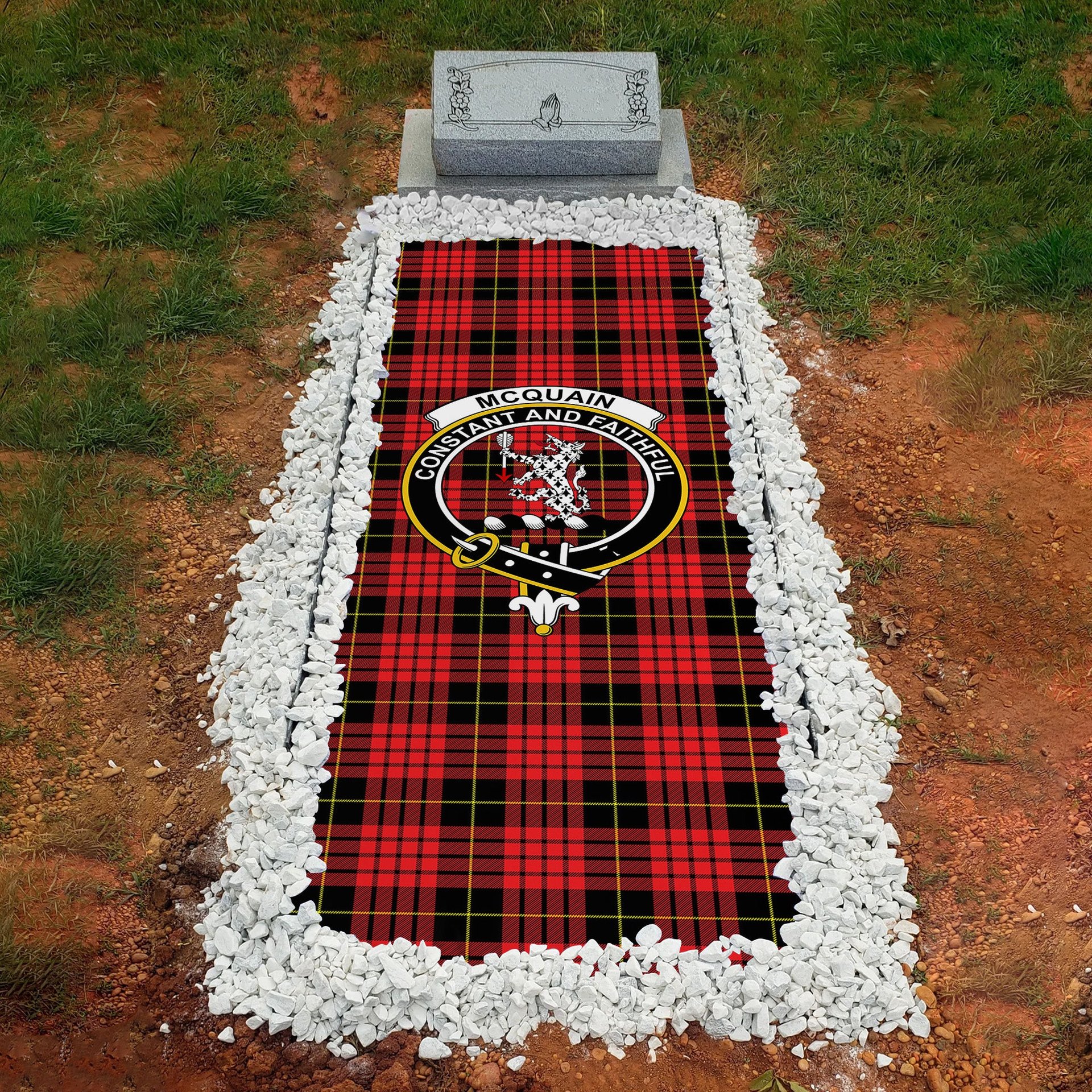 ScotsTee Shop Scottish Mcquain Modern Clan Crest Tartan Grave Blanket For Cemetery Waterproof Custom Memorial