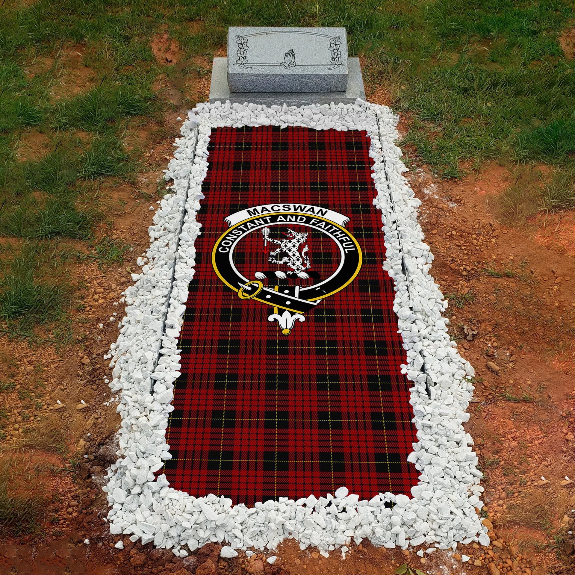 ScotsTee Shop Scottish MacSwan Clan Crest Tartan Grave Blanket For Cemetery Waterproof Custom Memorial