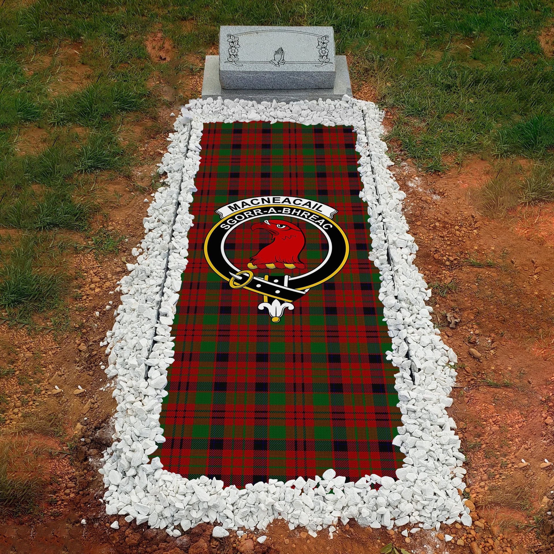 ScotsTee Shop Scottish MacNeacail Clan Crest Tartan Grave Blanket For Cemetery Waterproof Custom Memorial