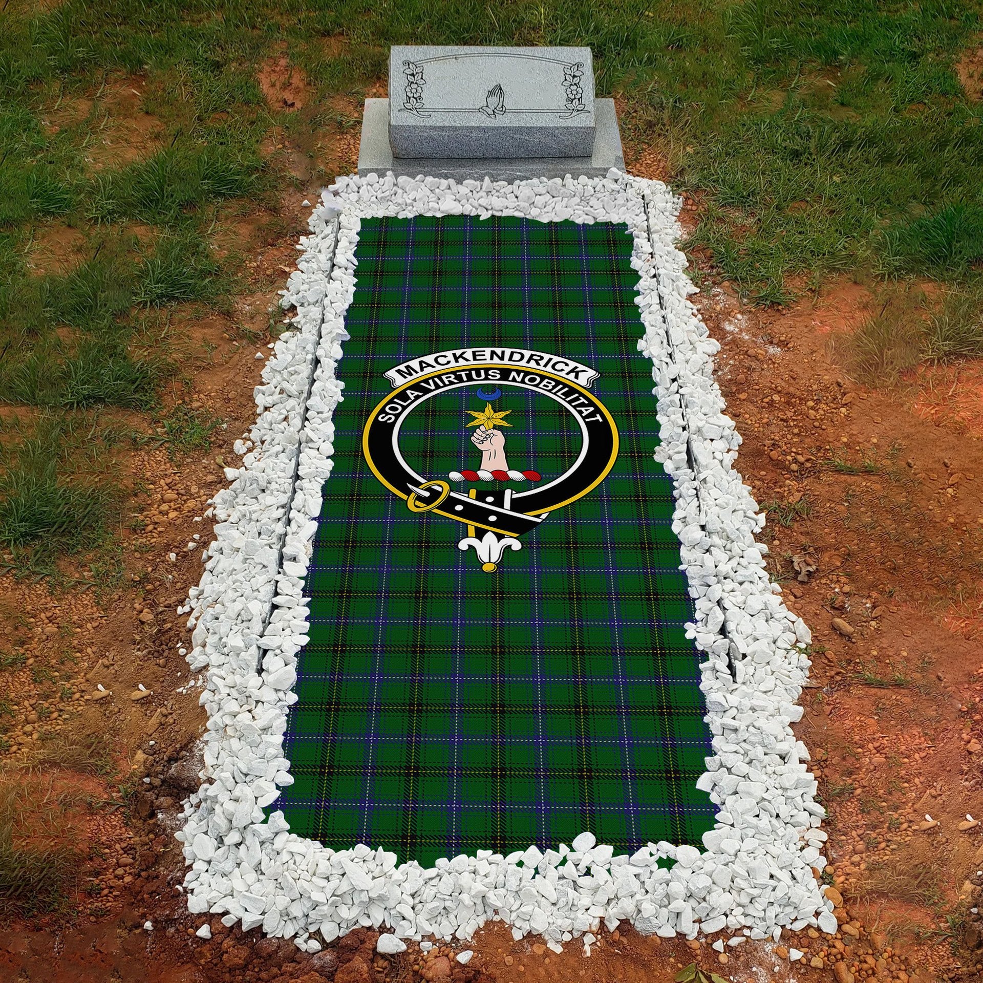 ScotsTee Shop Scottish MacKendrick Clan Crest Tartan Grave Blanket For Cemetery Waterproof Custom Memorial