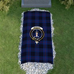 ScotsTee Shop Scottish Morgan Clan Crest Tartan Grave Blanket For Cemetery Waterproof Custom Memorial