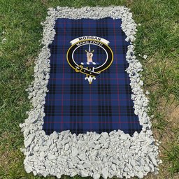 ScotsTee Shop Scottish Morgan Clan Crest Tartan Grave Blanket For Cemetery Waterproof Custom Memorial