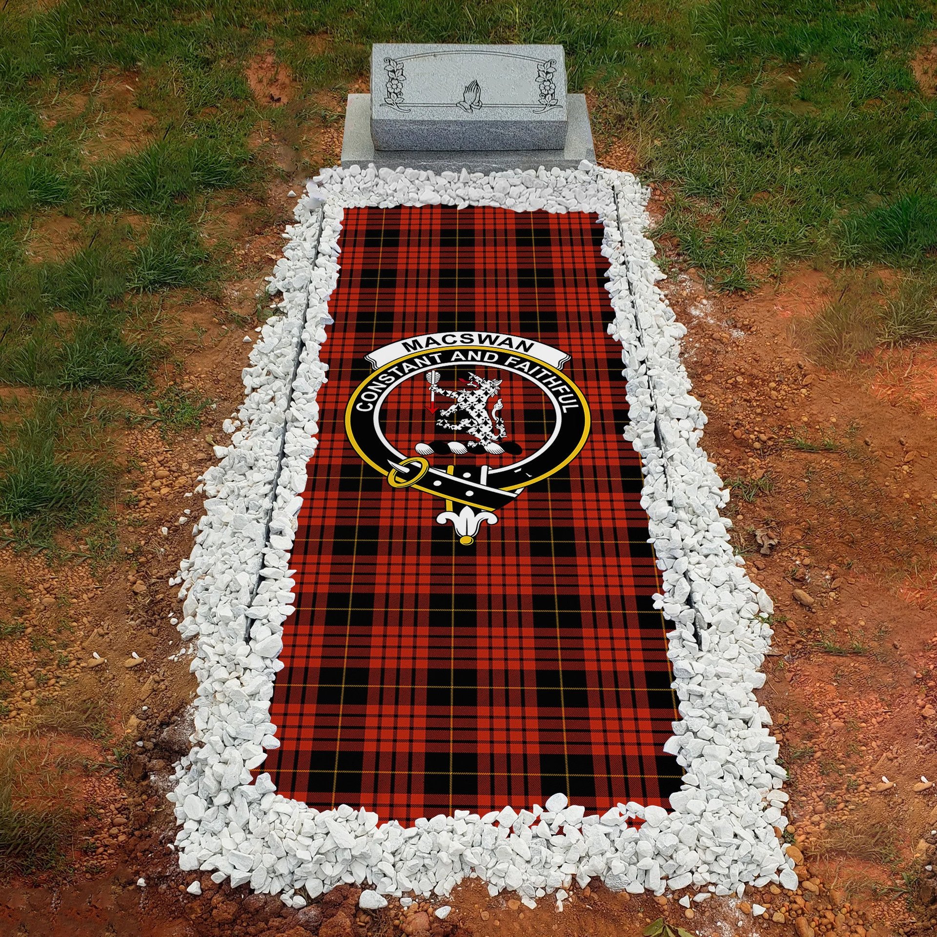 ScotsTee Shop Scottish MacSwan Ancient Clan Crest Tartan Grave Blanket For Cemetery Waterproof Custom Memorial