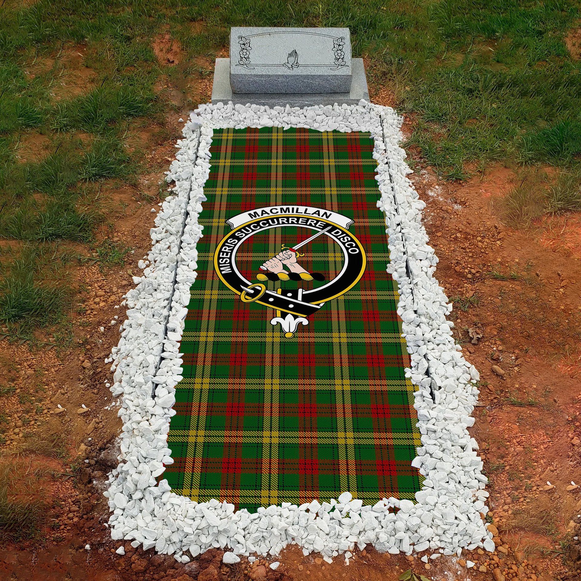 ScotsTee Shop Scottish MacMillan 1946 Clan Crest Tartan Grave Blanket For Cemetery Waterproof Custom Memorial