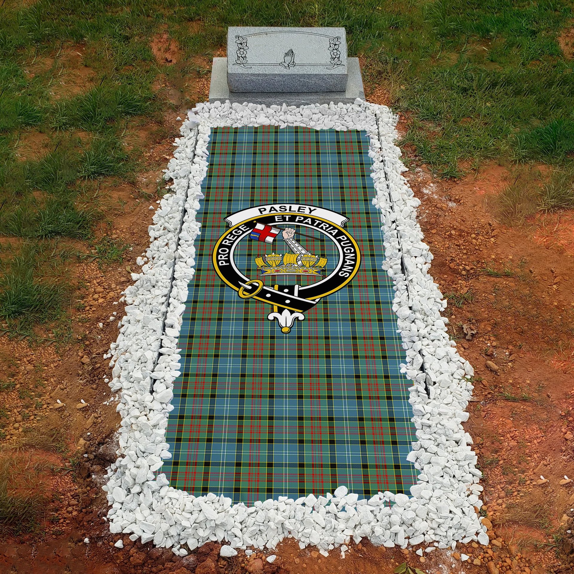ScotsTee Shop Scottish Pasley District Clan Crest Tartan Grave Blanket For Cemetery Waterproof Custom Memorial
