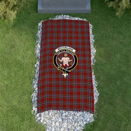 ScotsTee Shop Scottish McFarland Red Clan Crest Tartan Grave Blanket For Cemetery Waterproof Custom Memorial