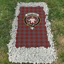 ScotsTee Shop Scottish McFarland Red Clan Crest Tartan Grave Blanket For Cemetery Waterproof Custom Memorial