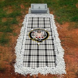 ScotsTee Shop Scottish McFarland Black White Ancient Clan Crest Tartan Grave Blanket For Cemetery Waterproof Custom Memorial