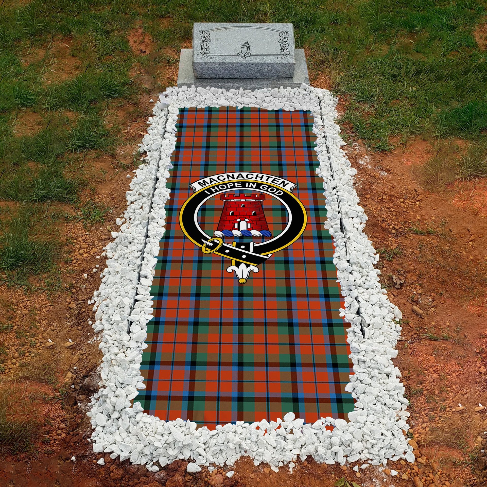 ScotsTee Shop Scottish MacNachten Ancient Clan Crest Tartan Grave Blanket For Cemetery Waterproof Custom Memorial