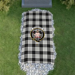 ScotsTee Shop Scottish McFarland Black White Clan Crest Tartan Grave Blanket For Cemetery Waterproof Custom Memorial