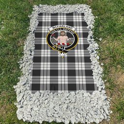 ScotsTee Shop Scottish McFarland Black White Clan Crest Tartan Grave Blanket For Cemetery Waterproof Custom Memorial