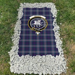 ScotsTee Shop Scottish Nevoy Clan Crest Tartan Grave Blanket For Cemetery Waterproof Custom Memorial