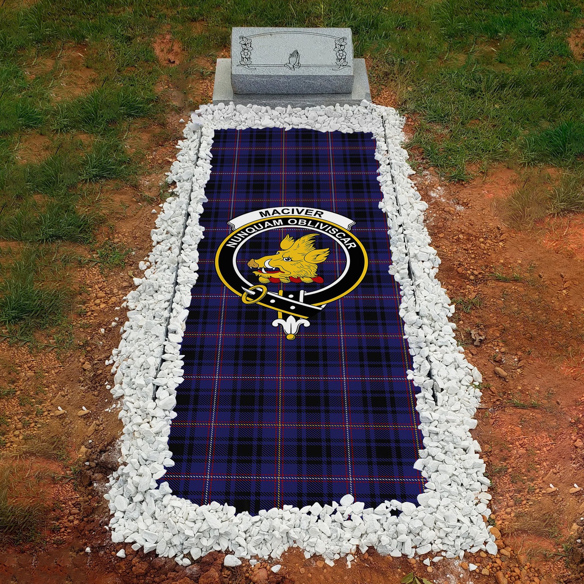 ScotsTee Shop Scottish MacIver of Strome Clan Crest Tartan Grave Blanket For Cemetery Waterproof Custom Memorial