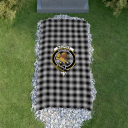 ScotsTee Shop Scottish MacPhee Black and White Clan Crest Tartan Grave Blanket For Cemetery Waterproof Custom Memorial