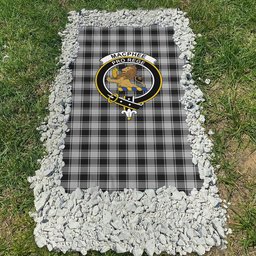ScotsTee Shop Scottish MacPhee Black and White Clan Crest Tartan Grave Blanket For Cemetery Waterproof Custom Memorial