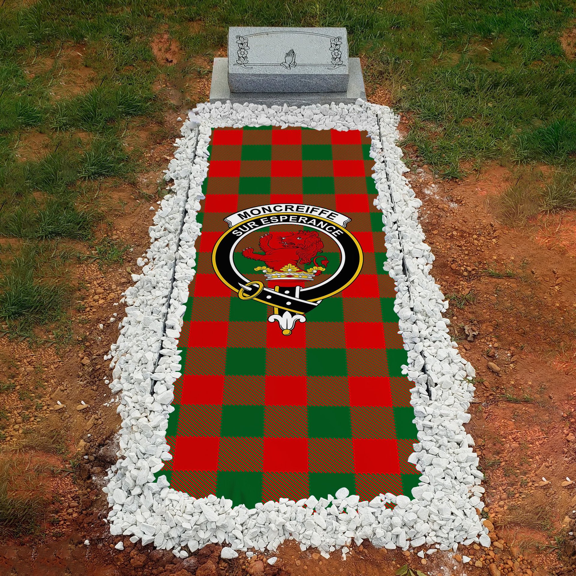ScotsTee Shop Scottish Moncreiffe Modern Clan Crest Tartan Grave Blanket For Cemetery Waterproof Custom Memorial