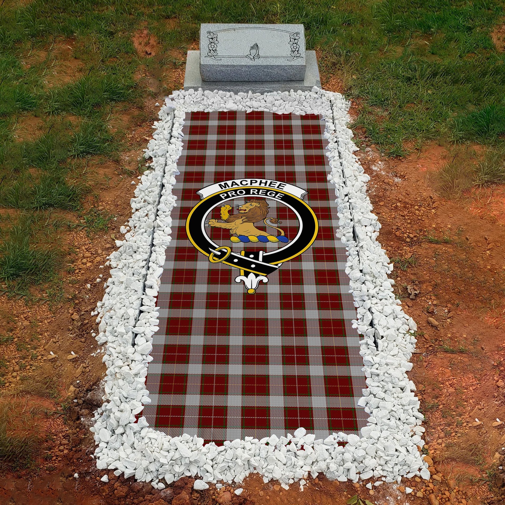 ScotsTee Shop Scottish MacPhee Dress Clan Crest Tartan Grave Blanket For Cemetery Waterproof Custom Memorial