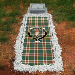 ScotsTee Shop Scottish Robertson Dress Ancient Clan Crest Tartan Grave Blanket For Cemetery Waterproof Custom Memorial