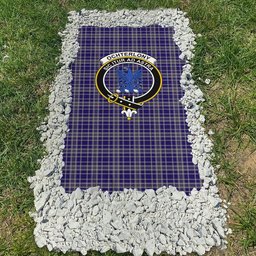 ScotsTee Shop Scottish Ochterlony SC Clan Crest Tartan Grave Blanket For Cemetery Waterproof Custom Memorial