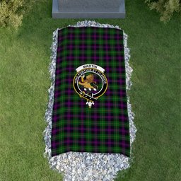 ScotsTee Shop Scottish Martin Hunting Clan Crest Tartan Grave Blanket For Cemetery Waterproof Custom Memorial