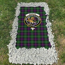 ScotsTee Shop Scottish Martin Hunting Clan Crest Tartan Grave Blanket For Cemetery Waterproof Custom Memorial