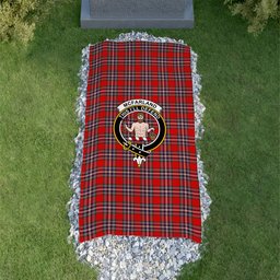 ScotsTee Shop Scottish McFarland Red Modern Clan Crest Tartan Grave Blanket For Cemetery Waterproof Custom Memorial
