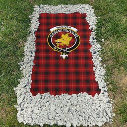 ScotsTee Shop Scottish MacIver Clan Crest Tartan Grave Blanket For Cemetery Waterproof Custom Memorial
