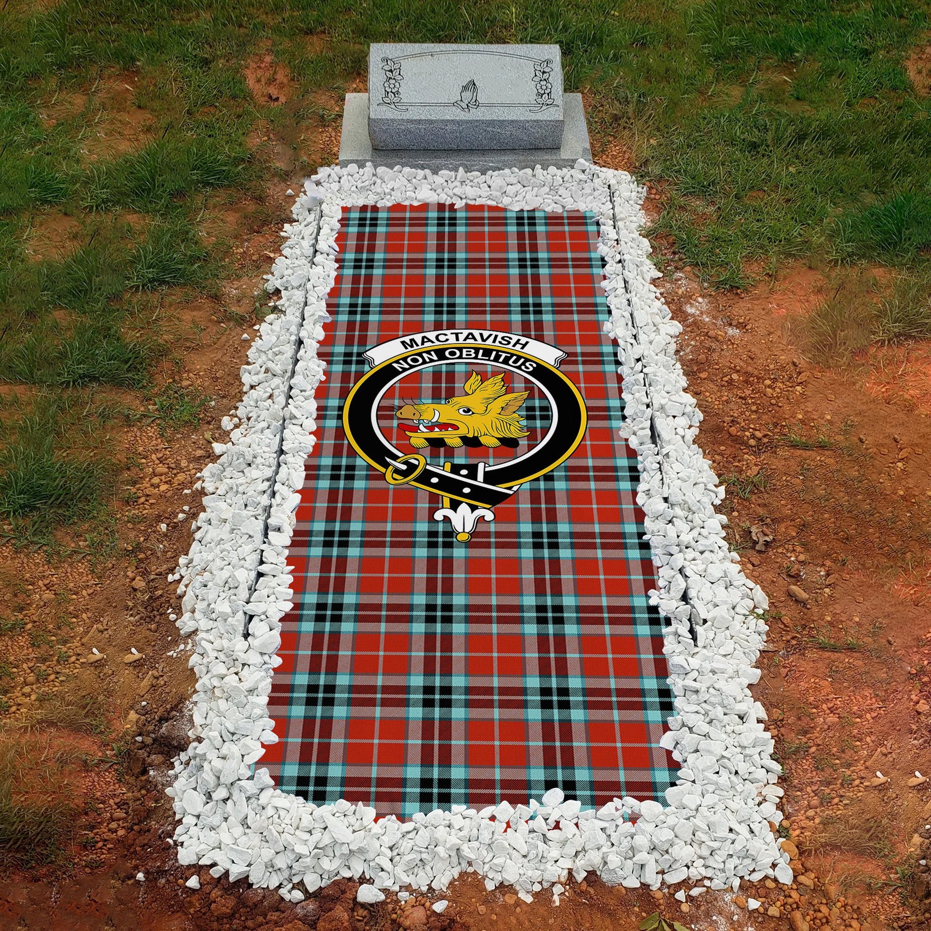 ScotsTee Shop Scottish MacTavish Ancient Clan Crest Tartan Grave Blanket For Cemetery Waterproof Custom Memorial