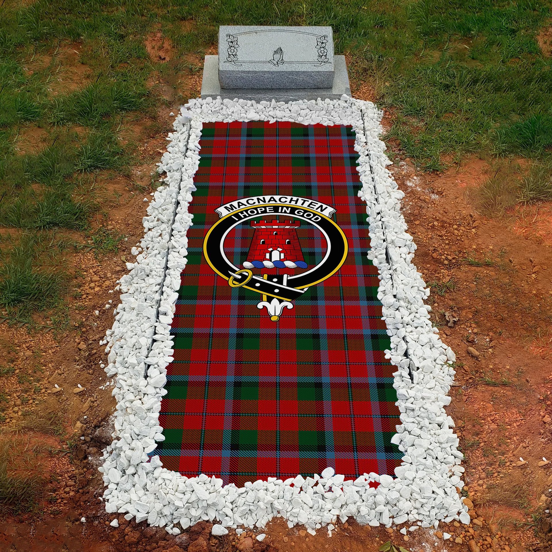 ScotsTee Shop Scottish MacNachten Clan Crest Tartan Grave Blanket For Cemetery Waterproof Custom Memorial