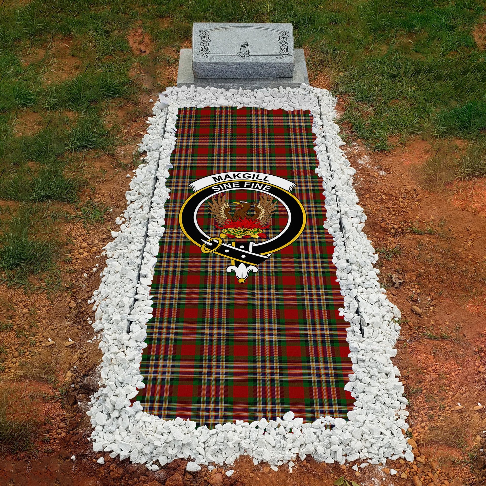 ScotsTee Shop Scottish MakGill Clan Crest Tartan Grave Blanket For Cemetery Waterproof Custom Memorial