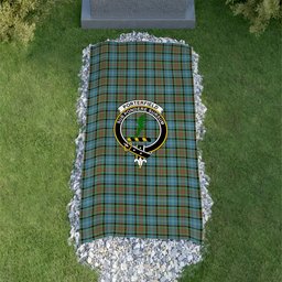 ScotsTee Shop Scottish Porterfield Clan Crest Tartan Grave Blanket For Cemetery Waterproof Custom Memorial