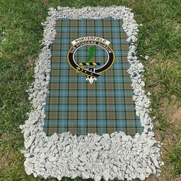 ScotsTee Shop Scottish Porterfield Clan Crest Tartan Grave Blanket For Cemetery Waterproof Custom Memorial