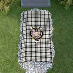 ScotsTee Shop Scottish McFarland Black White Modern Clan Crest Tartan Grave Blanket For Cemetery Waterproof Custom Memorial
