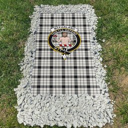 ScotsTee Shop Scottish McFarland Black White Modern Clan Crest Tartan Grave Blanket For Cemetery Waterproof Custom Memorial