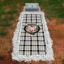 ScotsTee Shop Scottish McFarland Black White Modern Clan Crest Tartan Grave Blanket For Cemetery Waterproof Custom Memorial