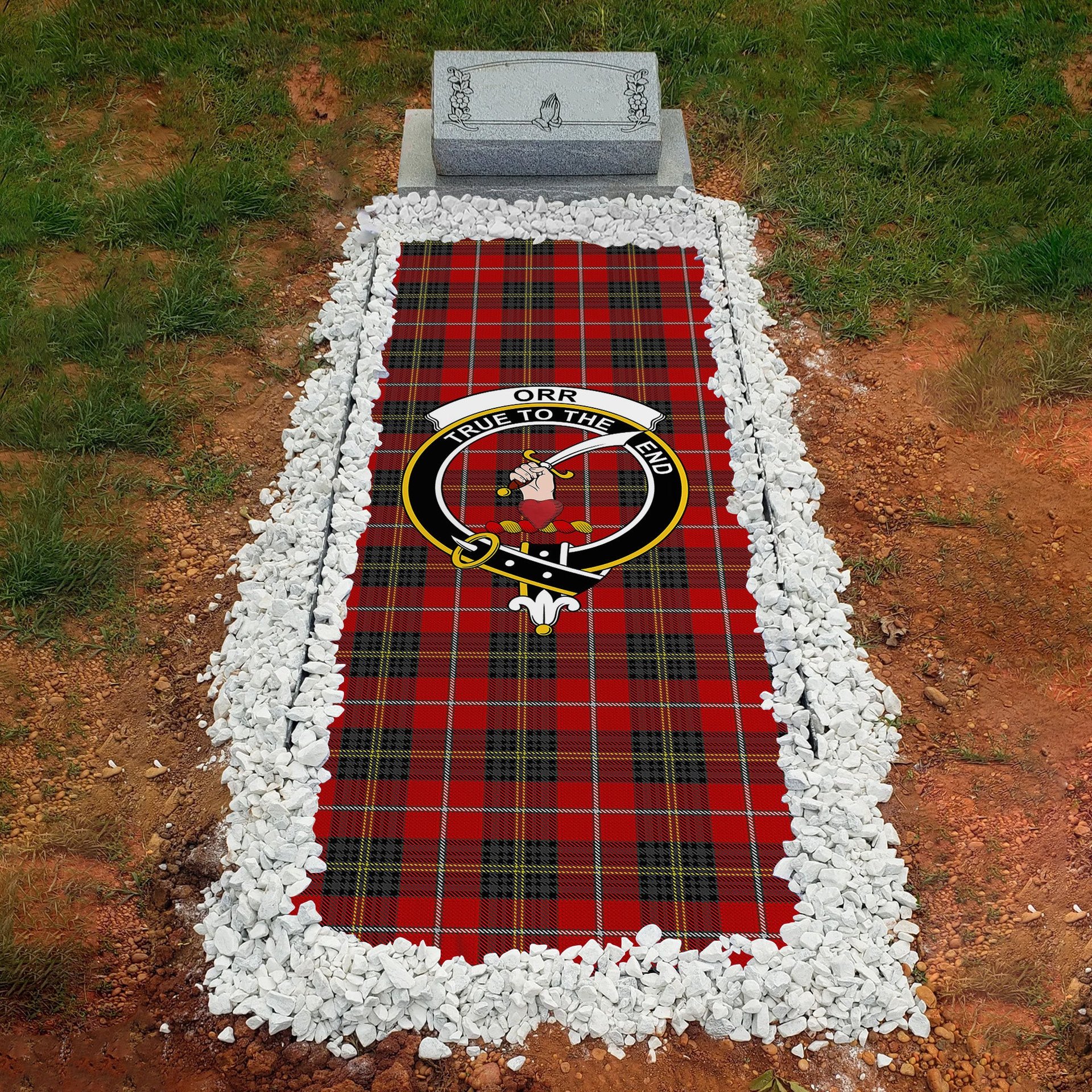 ScotsTee Shop Scottish Orr Senior, Gerald William Clan Crest Tartan Grave Blanket For Cemetery Waterproof Custom Memorial