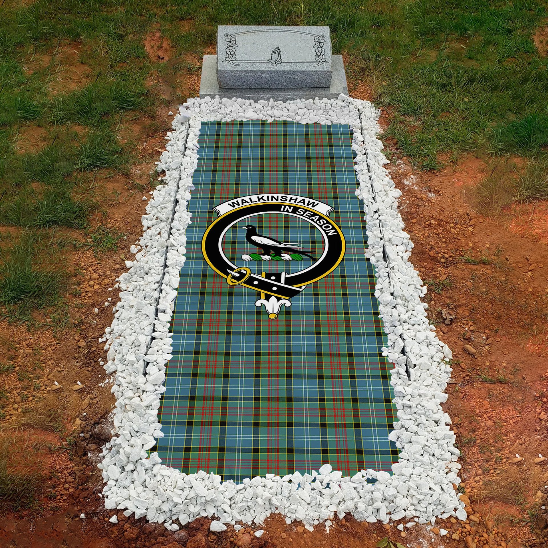 ScotsTee Shop Scottish Walkinshaw Clan Crest Tartan Grave Blanket For Cemetery Waterproof Custom Memorial
