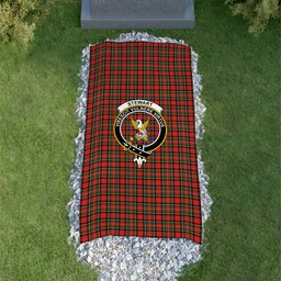 ScotsTee Shop Scottish Stewart Stuart of Bute Clan Crest Tartan Grave Blanket For Cemetery Waterproof Custom Memorial