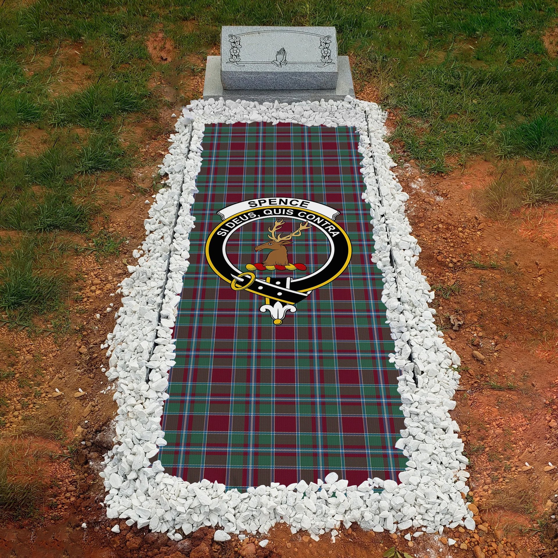 ScotsTee Shop Scottish Spence Clan Crest Tartan Grave Blanket For Cemetery Waterproof Custom Memorial