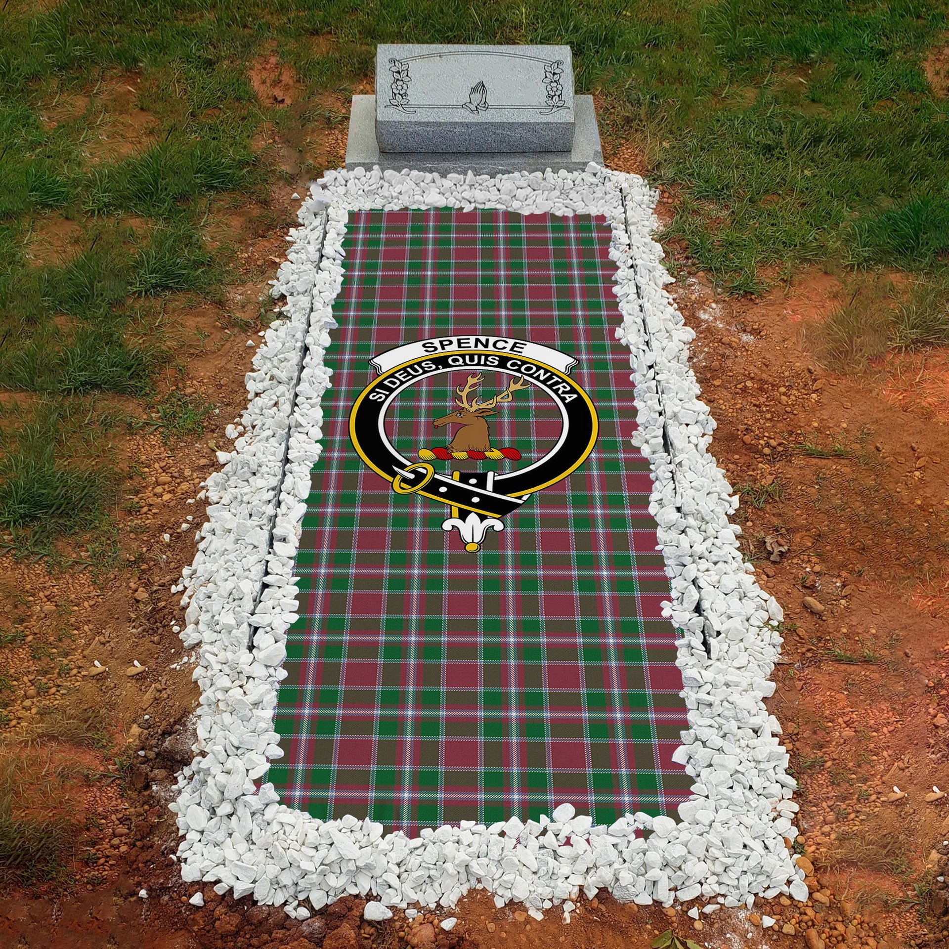 ScotsTee Shop Scottish Spence Ancient Clan Crest Tartan Grave Blanket For Cemetery Waterproof Custom Memorial