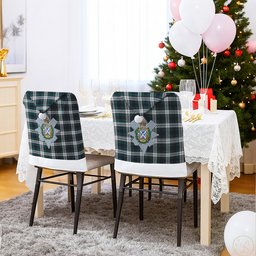 ScotsTee Shop Scottish Black Watch Dress Modern Crest Tartan Santa Hat Christmas Chair Covers Decoration Table Dinner