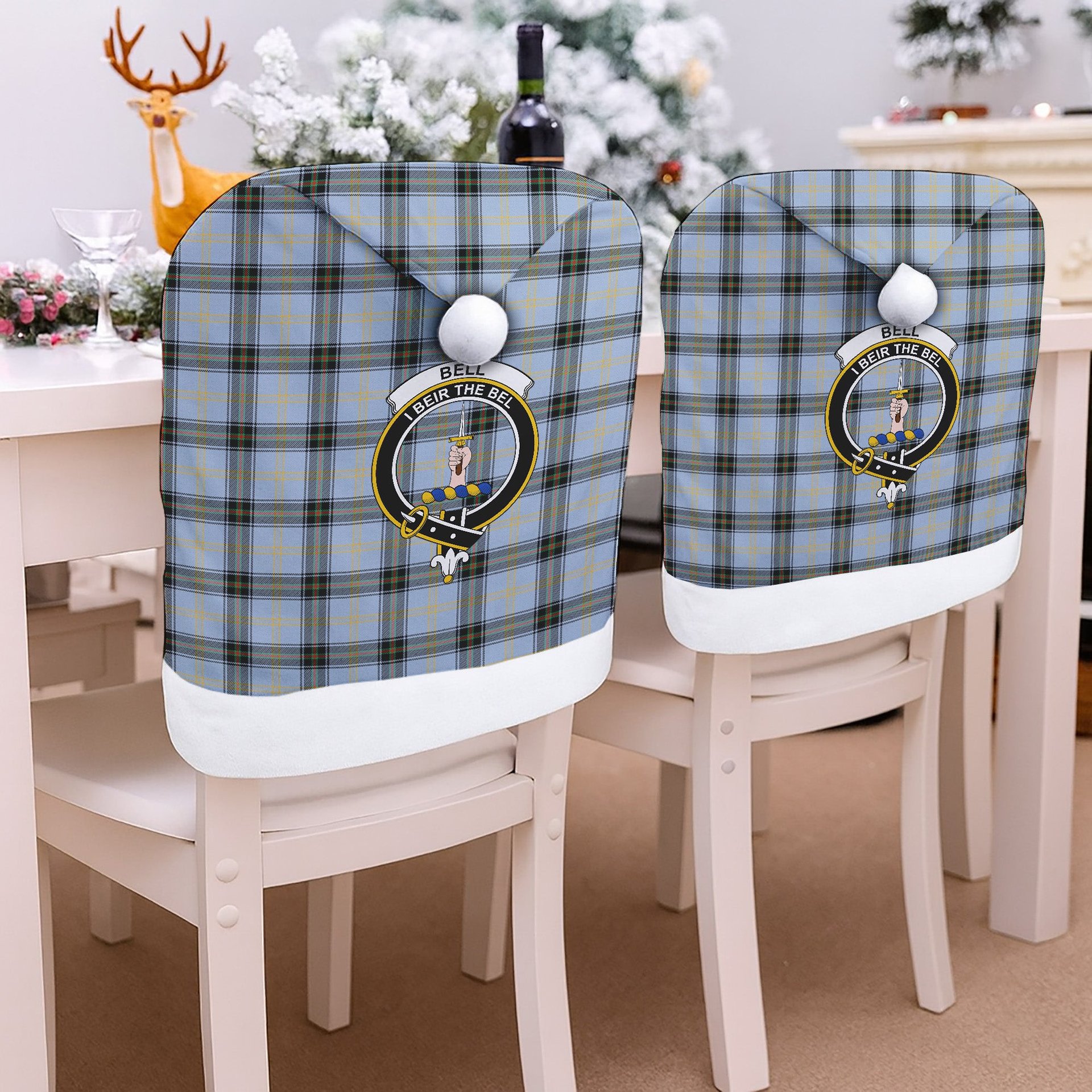ScotsTee Shop Scottish Bell of the Borders Ancient Crest Tartan Santa Hat Christmas Chair Covers Decoration Table Dinner