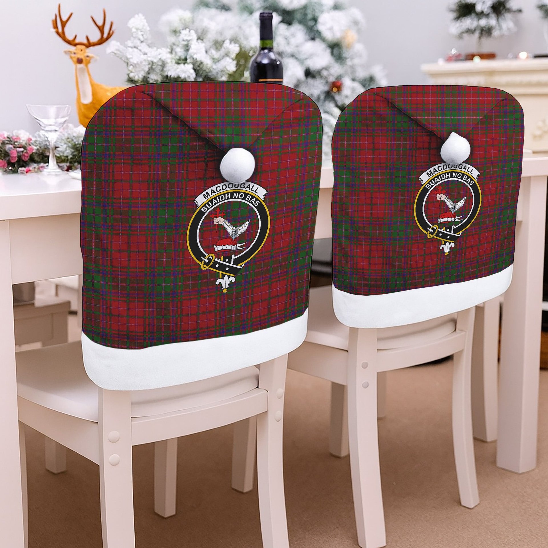 ScotsTee Shop Scottish MacDougall Crest Tartan Santa Hat Christmas Chair Covers Decoration Table Dinner